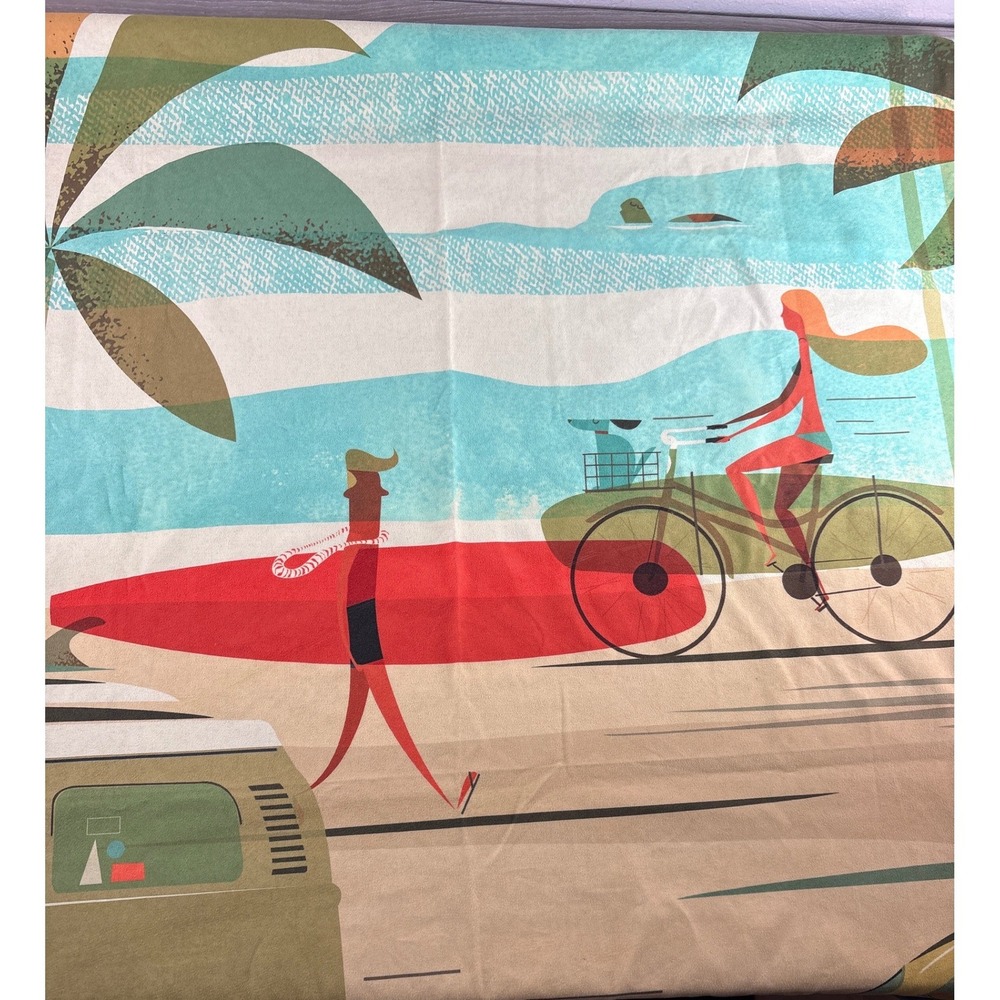 Nick Kuchar The Surfer Towel 32"x72" Lightning Dry Vintage Hawaii Scene